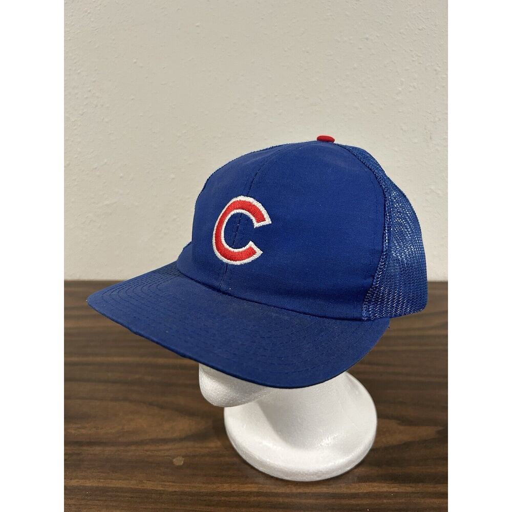 Vintage Chicago Cubs Trucker Hat Cap SNAPBACK Blue Mesh Back Adjustable M/L‎ USA